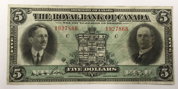Photo 15 1937 canada five dollar