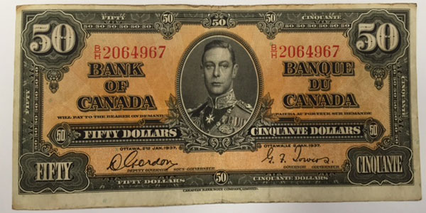 Photo 3 1937 canda fifty dollar bill
