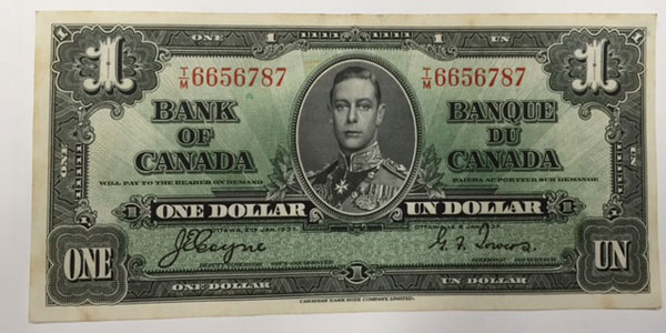 Photo 4 1937 canada one dollar bill