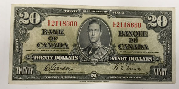 Photo 5 1937 canada twenty dollar bill